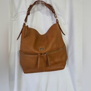 Dooney & Bourke Cognac Pebbled Leather Shoulder Bag